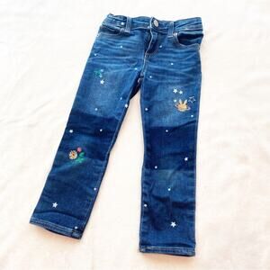 Gap Embroidered Jeans sz 4T Two Tone Denim Jeans adjustable waist Skinny Fit